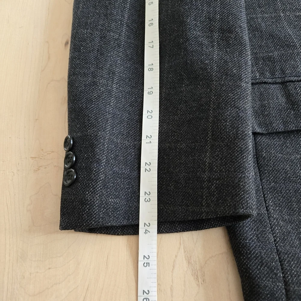 Oscar de la Renta Charcoal Windowpane Lambswool Blazer - Picture 14 of 14